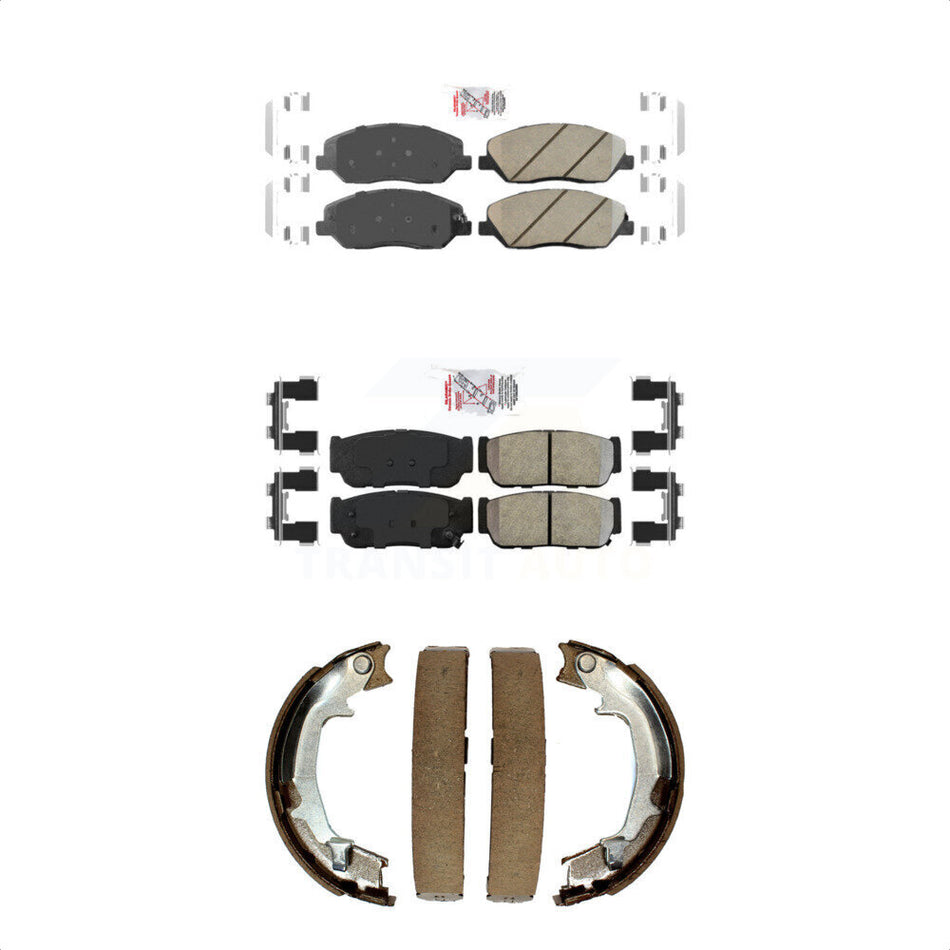 Front Ceramic Rear Semi-Metallic Disc Brake Pads And Parking Shoes Kit For Kia KNN-100840