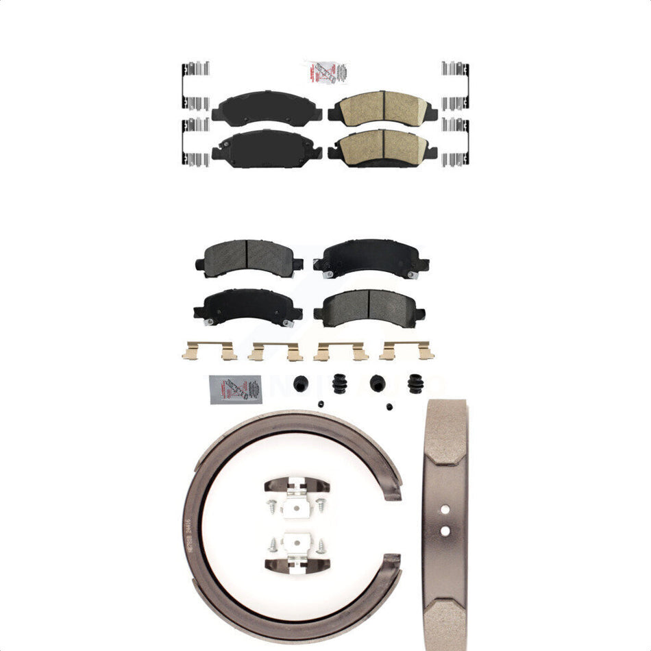 Front Ceramic Rear Semi-Metallic Disc Brake Pads And Parking Shoes Kit For GMC KNN-100859