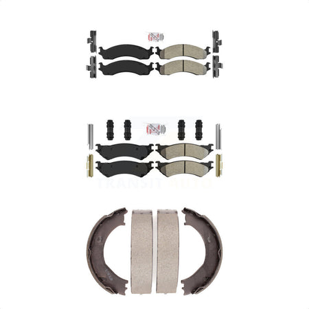 Front Rear Semi-Metallic Disc Brake Pads And Parking Shoes Kit For Ford E-350 KNN-100861