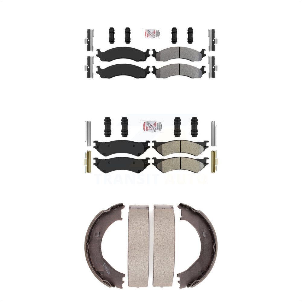 Front Rear Semi-Metallic Disc Brake Pads And Parking Shoes Kit For Ford E-350 KNN-100862