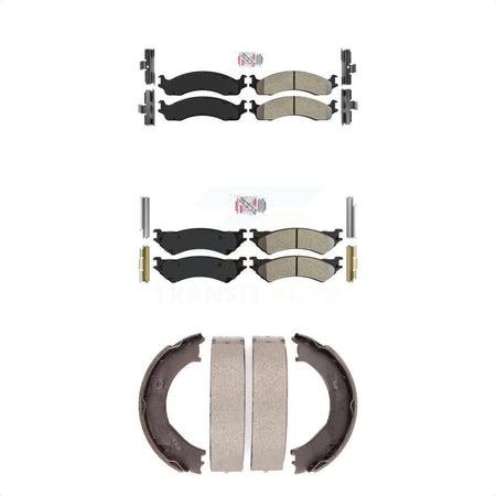 Front Rear Semi-Metallic Disc Brake Pads And Parking Shoes Kit For Ford E-350 KNN-100863