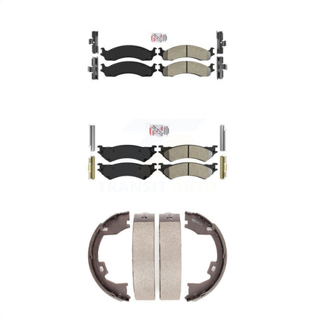 Front Rear Semi-Metallic Disc Brake Pads And Parking Shoes Kit For Ford E-350 KNN-100867