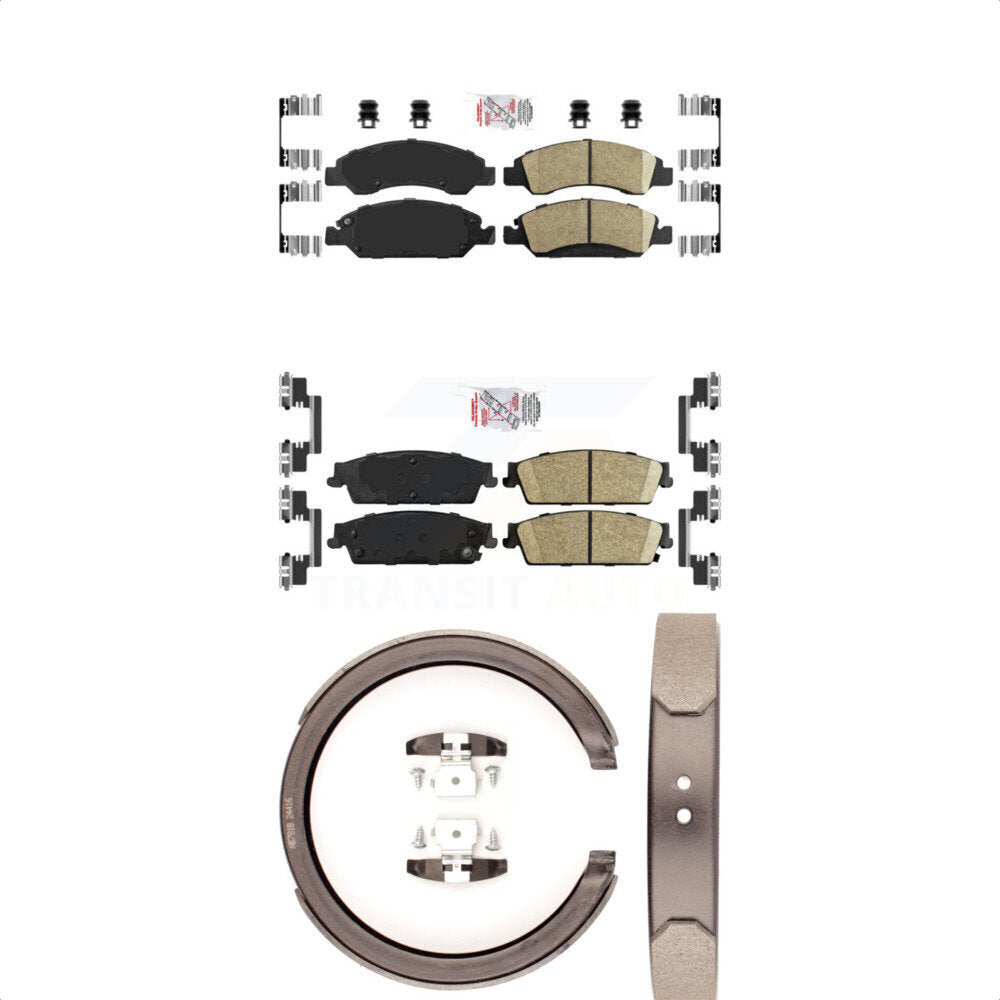 Front Rear Ceramic Disc Brake Pads And Parking Shoes Kit For Chevrolet GMC XL KNN-100876