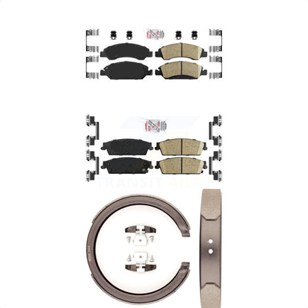 Front Rear Ceramic Disc Brake Pads And Parking Shoes Kit For Chevrolet GMC XL KNN-100876