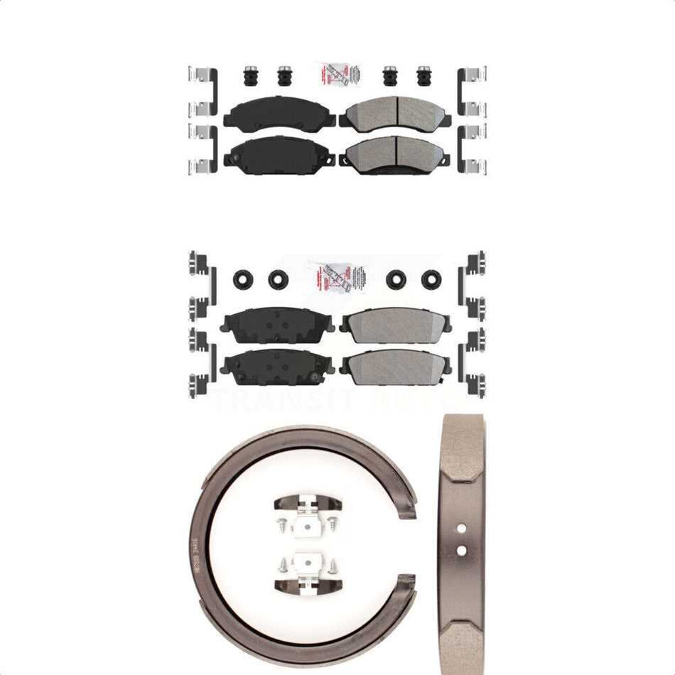 Front Rear Semi-Metallic Disc Brake Pads And Parking Shoes Kit For Chevrolet KNN-100879