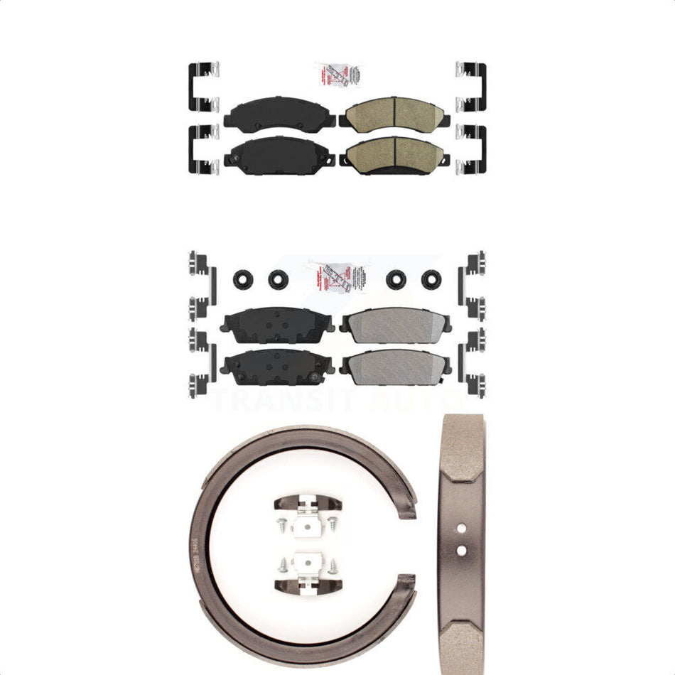 Front Ceramic Rear Semi-Metallic Disc Brake Pads And Parking Shoes Kit For GMC KNN-100880