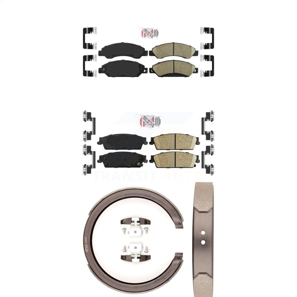 Front Rear Ceramic Disc Brake Pads And Parking Shoes Kit For Chevrolet GMC XL KNN-100882