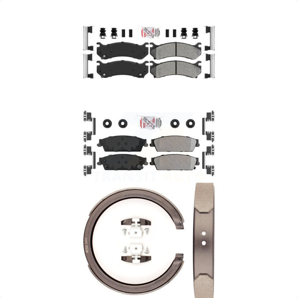 Front Rear Semi-Metallic Disc Brake Pads And Parking Shoes Kit For KNN-100884