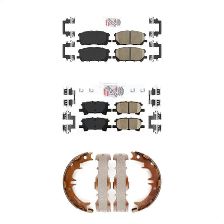 Front Rear Ceramic Disc Brake Pads And Parking Shoes Kit For Lexus RX350 RX330 KNN-100887