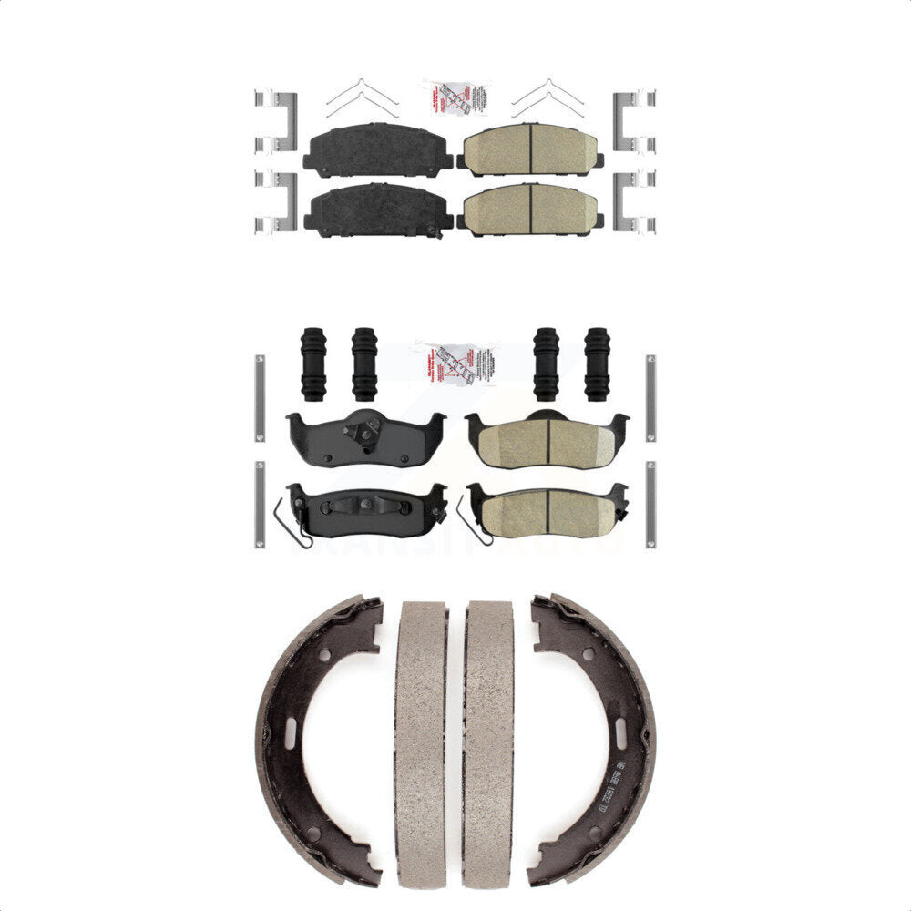 Front Rear Ceramic Disc Brake Pads And Parking Shoes Kit For Nissan TITAN KNN-100889
