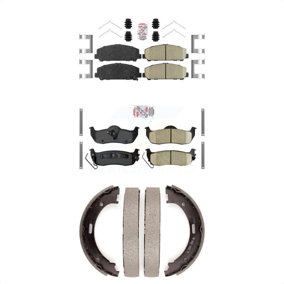 Front Rear Ceramic Disc Brake Pads And Parking Shoes Kit For Nissan TITAN KNN-100892