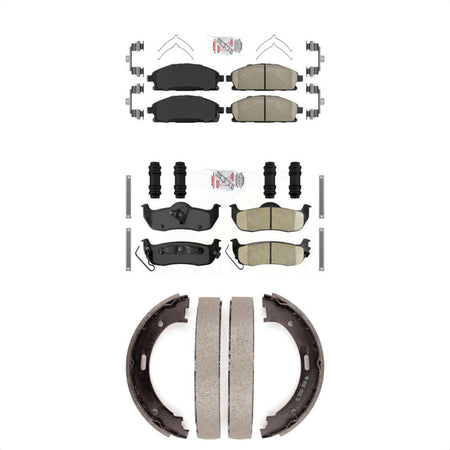 Front Rear Ceramic Disc Brake Pads And Parking Shoes Kit For Nissan Pathfinder KNN-100893
