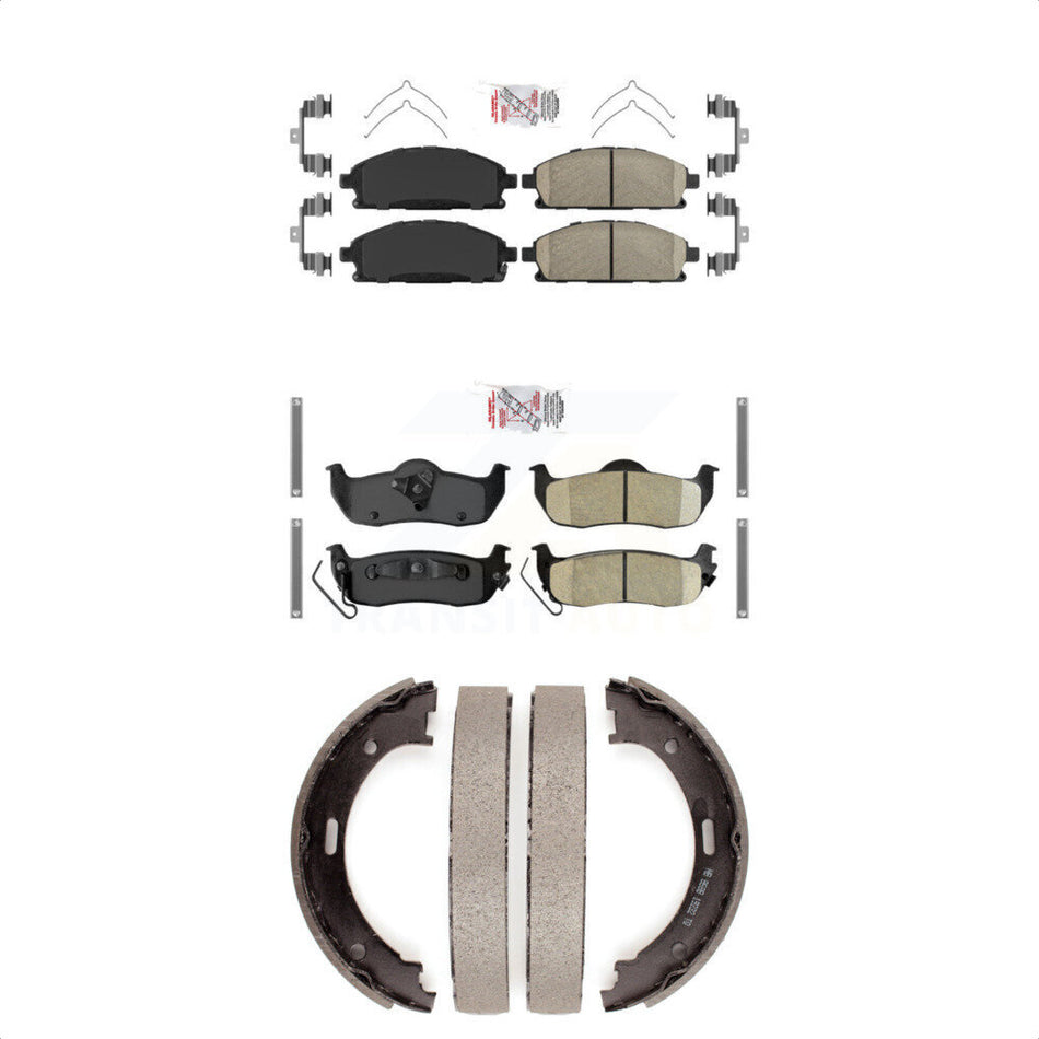 Front Rear Ceramic Disc Brake Pads And Parking Shoes Kit For Nissan Pathfinder KNN-100894