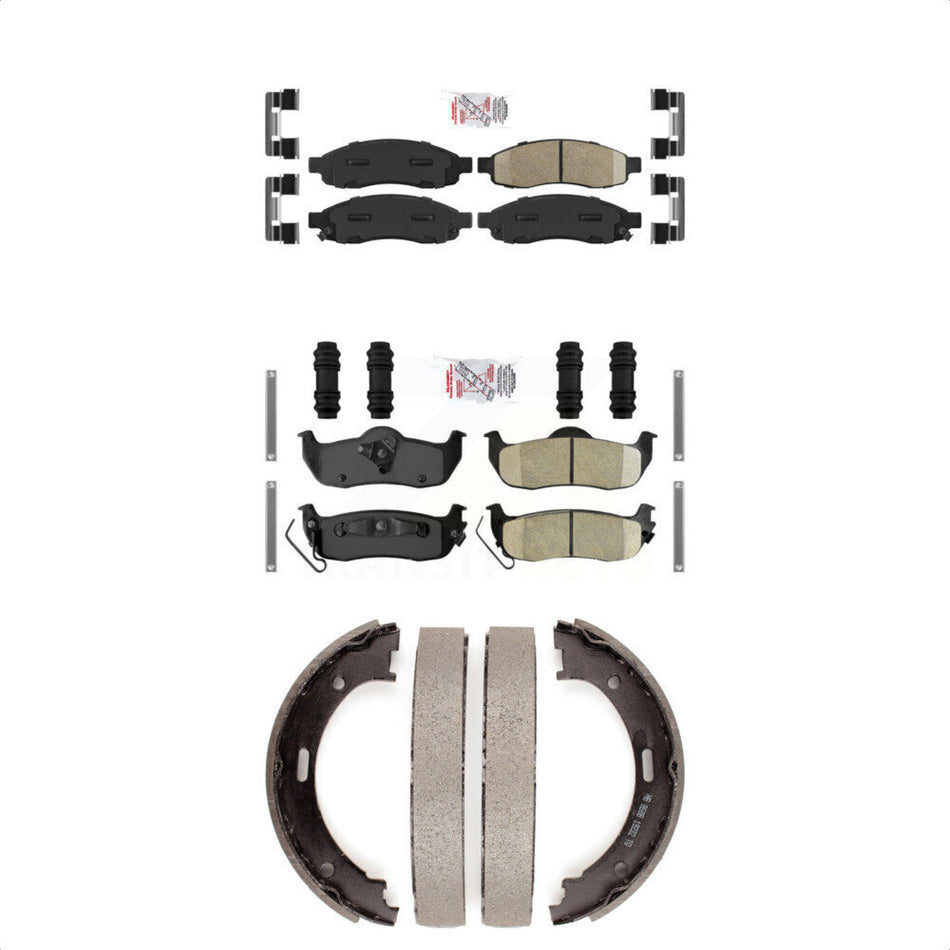 Front Rear Ceramic Disc Brake Pads And Parking Shoes Kit For Nissan TITAN QX56 KNN-100895