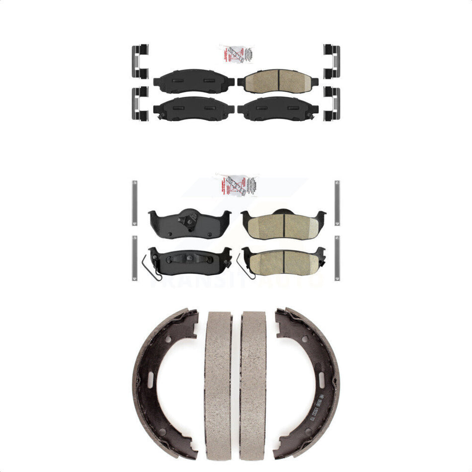 Front Rear Ceramic Disc Brake Pads And Parking Shoes Kit For Nissan TITAN QX56 KNN-100896