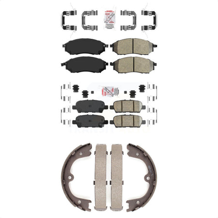 Front Semi-Metallic Rear Ceramic Disc Brake Pads And Parking Shoes Kit For KNN-100902
