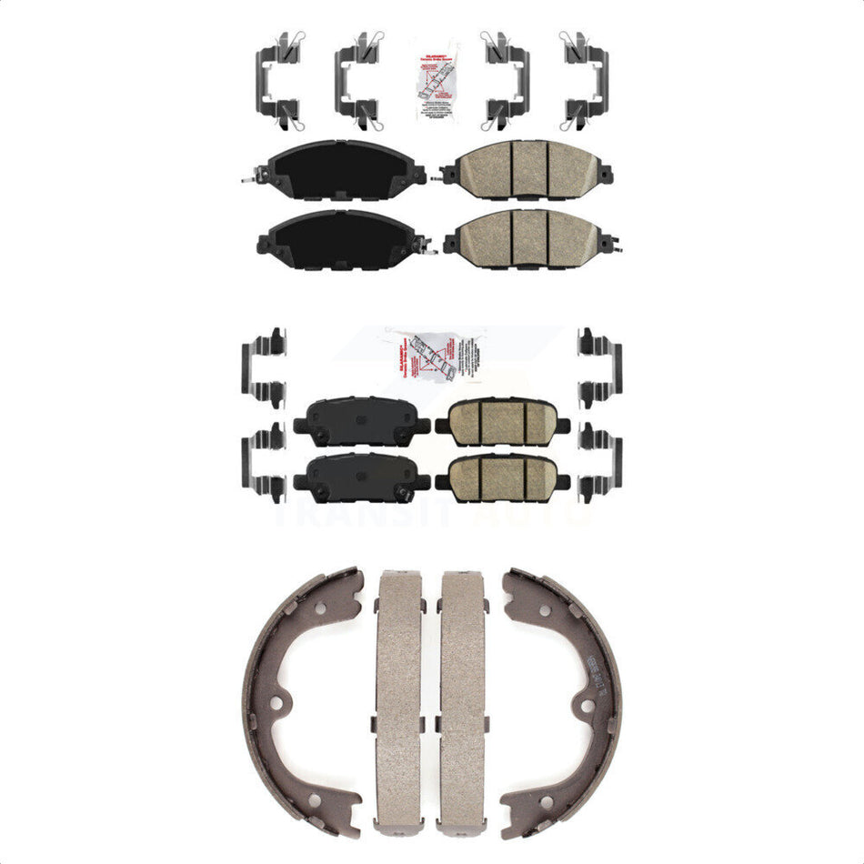Front Rear Ceramic Disc Brake Pads And Parking Shoes Kit For Nissan Pathfinder KNN-100906