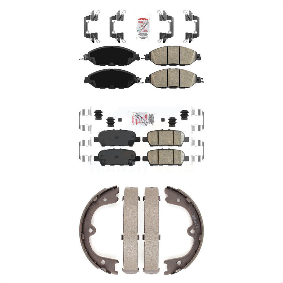 Front Rear Ceramic Disc Brake Pads And Parking Shoes Kit For Nissan Pathfinder KNN-100907
