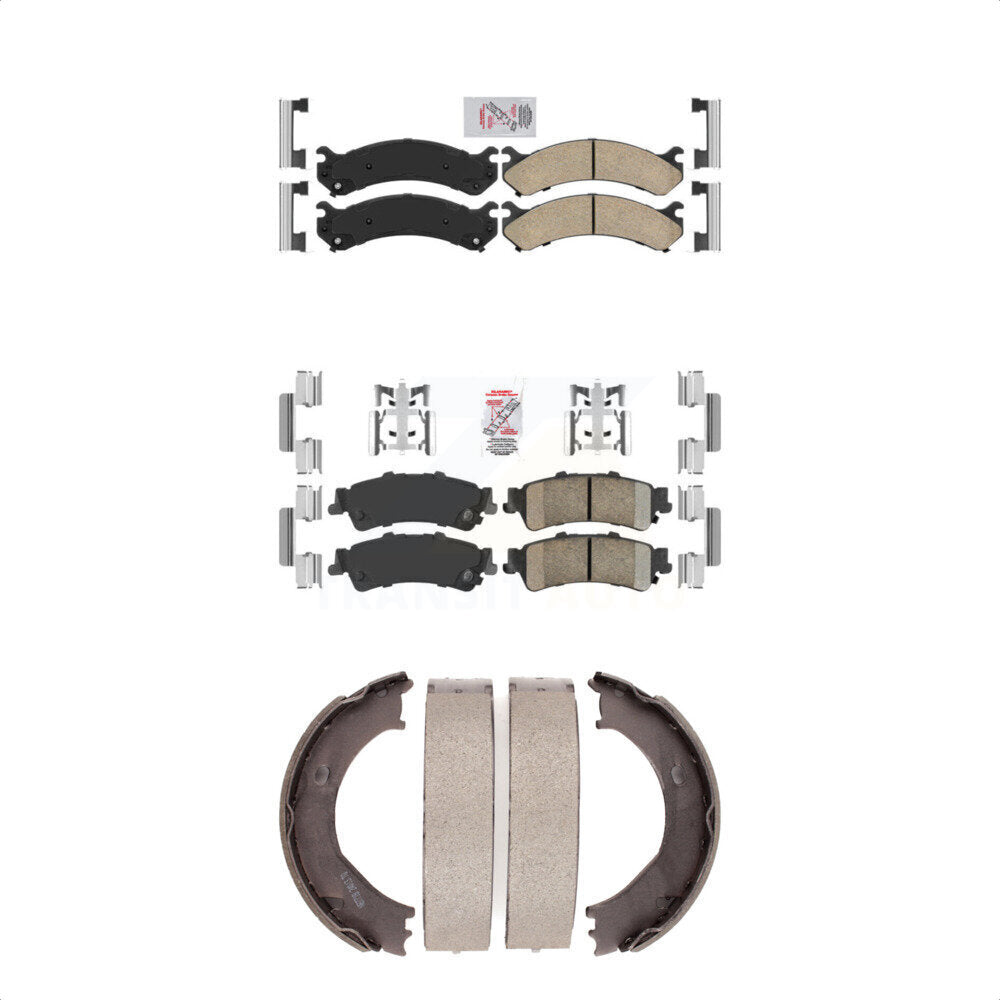 Front Rear Ceramic Disc Brake Pads And Parking Shoes Kit For GMC Sierra 3500 KNN-100922