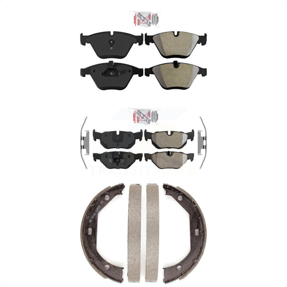 Front Rear Semi-Metallic Disc Brake Pads And Parking Shoes Kit For BMW 328i X1 KNN-100926