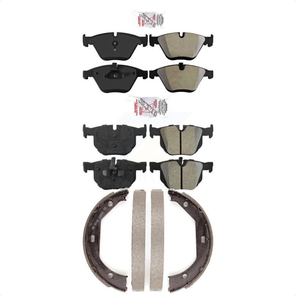 Front Rear Semi-Metallic Disc Brake Pads And Parking Shoes Kit For BMW 335i KNN-100928