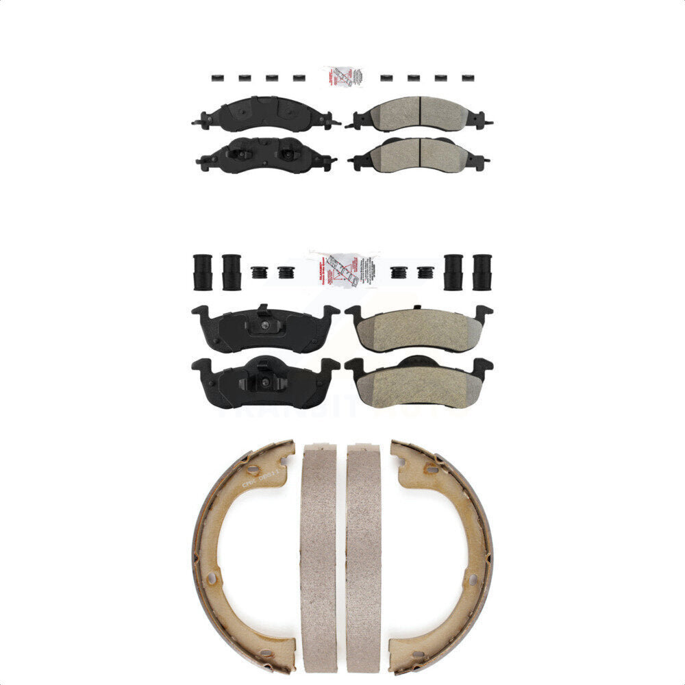 Front Rear Semi-Metallic Disc Brake Pads And Parking Shoes Kit For Ford KNN-100932