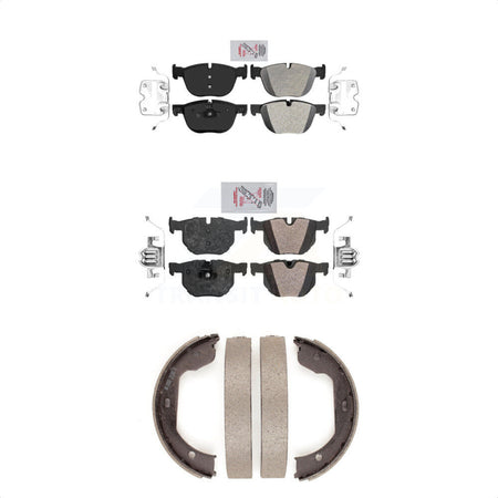 Front Rear Semi-Metallic Disc Brake Pads And Parking Shoes Kit For BMW X5 X6 KNN-100933