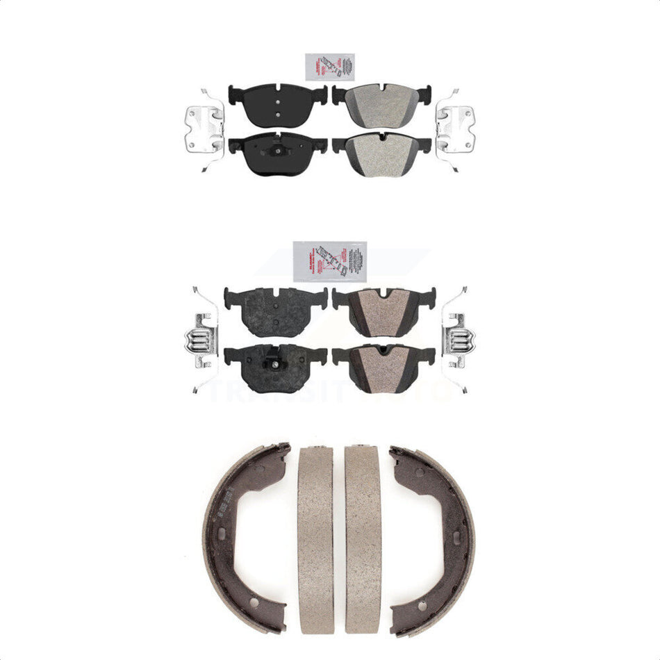Front Rear Semi-Metallic Disc Brake Pads And Parking Shoes Kit For BMW X5 X6 KNN-100933