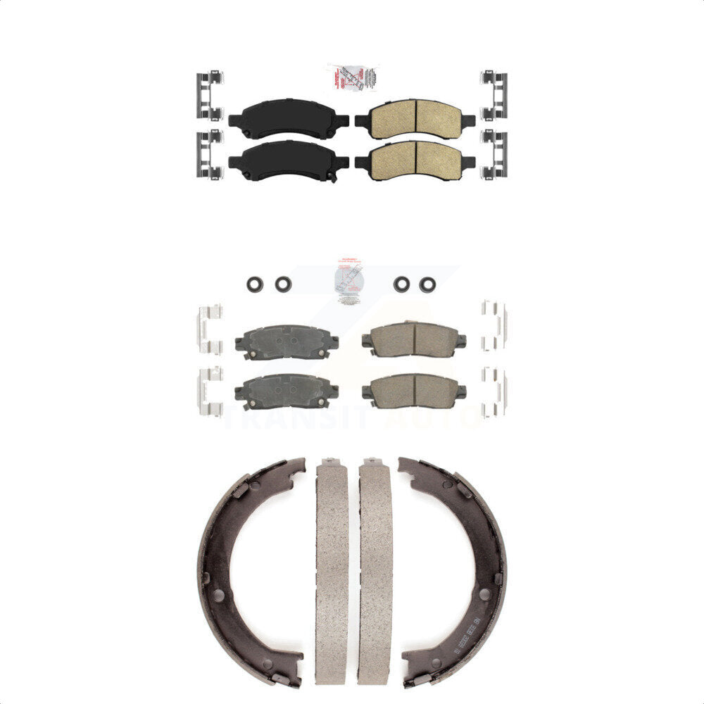 Front Rear Ceramic Disc Brake Pads And Parking Shoes Kit For GMC Acadia Buick KNN-100939