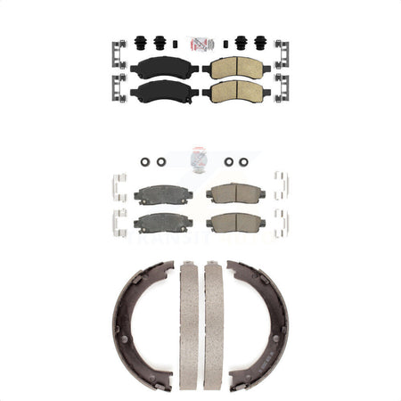 Front Rear Ceramic Disc Brake Pads And Parking Shoes Kit For GMC Acadia Buick KNN-100940