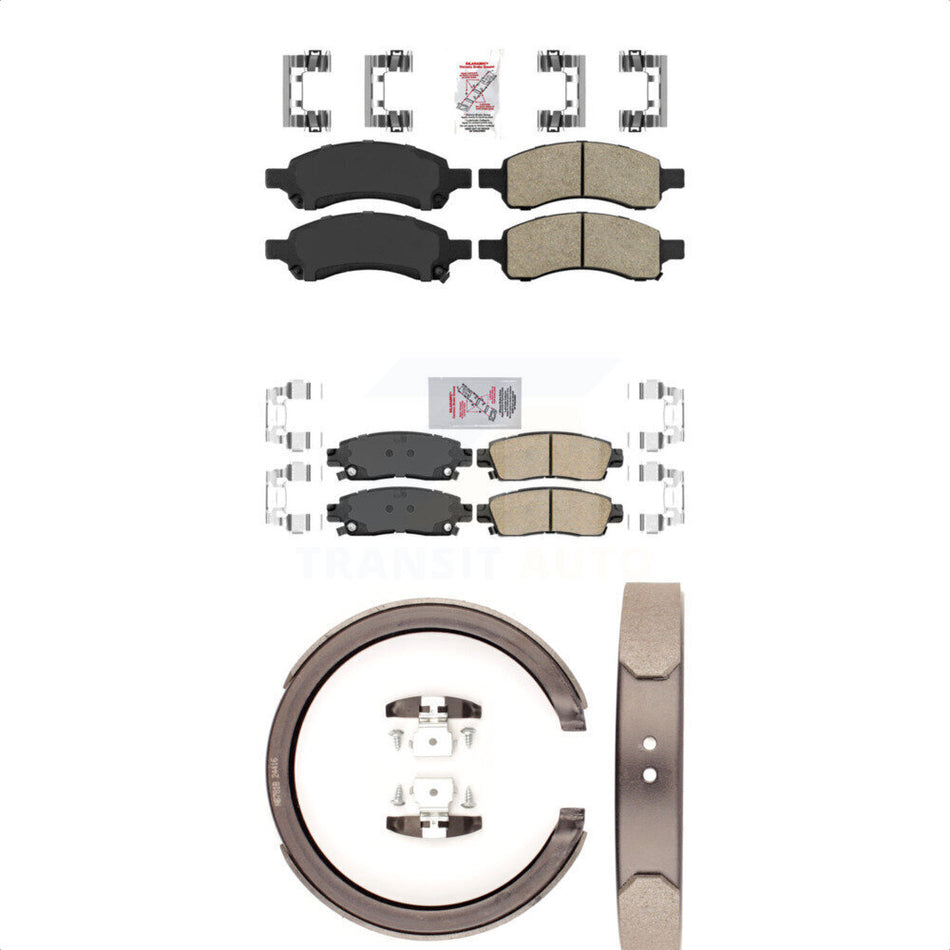 Front Rear Ceramic Disc Brake Pads And Parking Shoes Kit For Chevrolet GMC XL KNN-100943