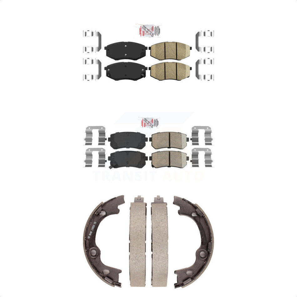 Front Rear Ceramic Disc Brake Pads And Parking Shoes Kit For Hyundai Tucson KNN-100948