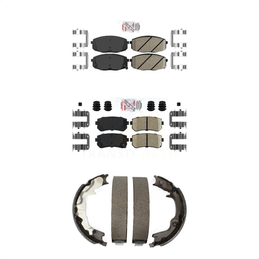 Front Rear Ceramic Disc Brake Pads And Parking Shoes Kit For Kia Forte Koup KNN-100949