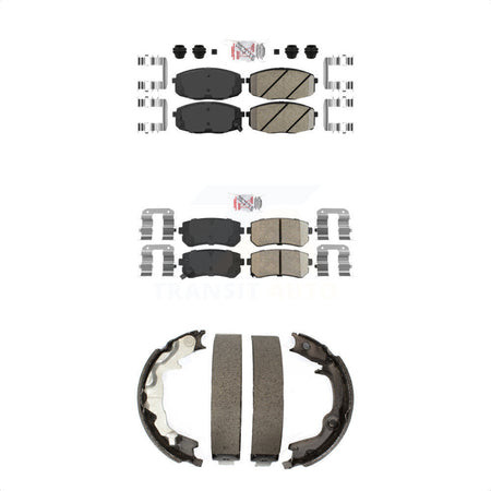 Front Rear Ceramic Disc Brake Pads And Parking Shoes Kit For Kia Forte Koup KNN-100952