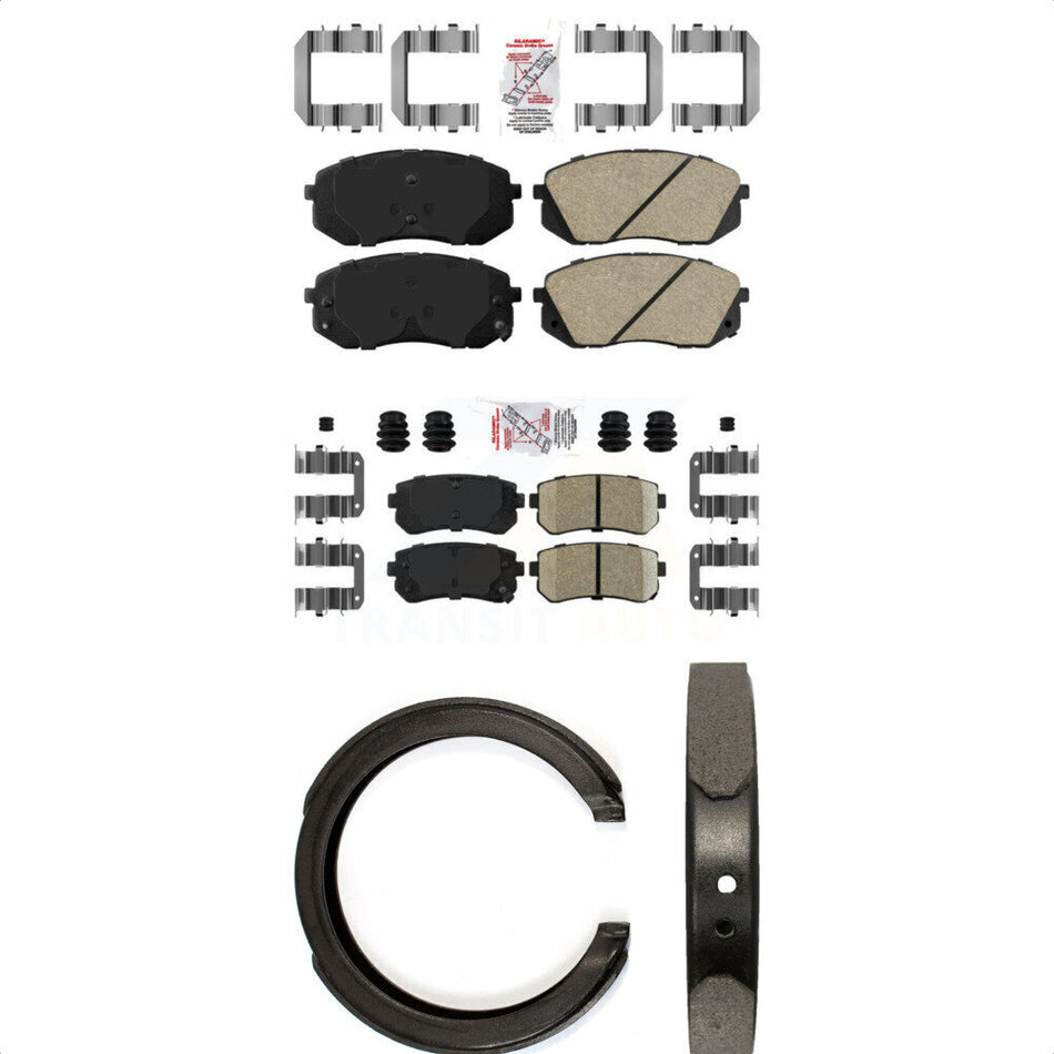 Front Rear Ceramic Disc Brake Pads And Parking Shoes Kit For Hyundai Tucson KNN-100953