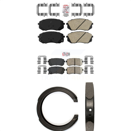 Front Rear Ceramic Disc Brake Pads And Parking Shoes Kit For Hyundai Tucson KNN-100954