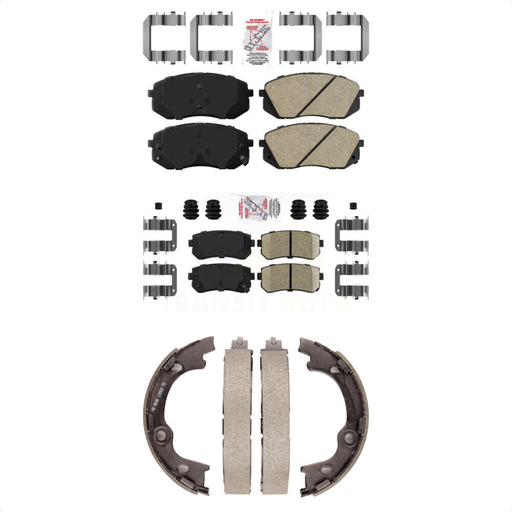 Front Rear Ceramic Disc Brake Pads And Parking Shoes Kit For Hyundai Tucson KNN-100955