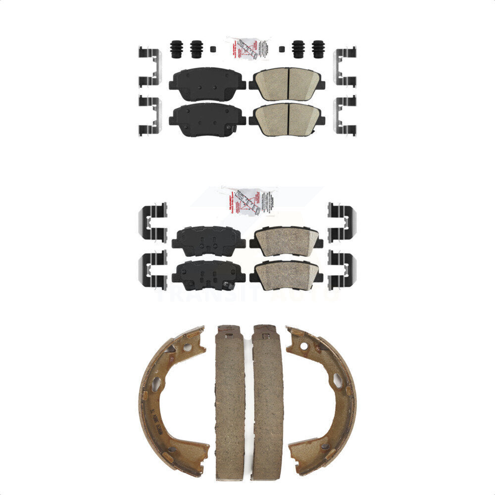 Front Rear Ceramic Disc Brake Pads And Parking Shoes Kit For Hyundai Sonata KNN-100960
