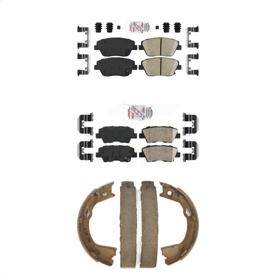 Front Rear Ceramic Disc Brake Pads And Parking Shoes Kit For Hyundai Sonata KNN-100960