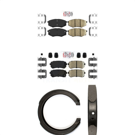 Front Rear Ceramic Disc Brake Pads And Parking Shoes Kit For Kia Sportage FWD KNN-100963