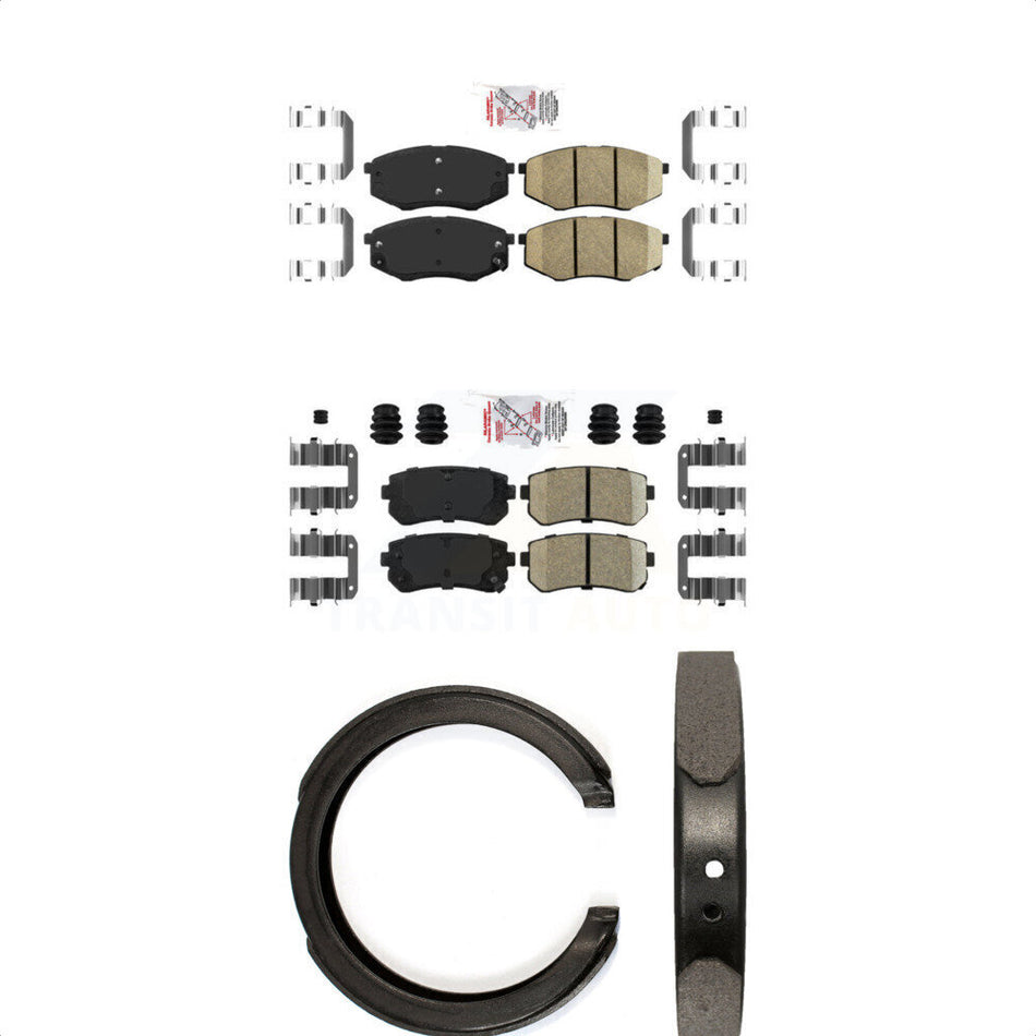 Front Rear Ceramic Disc Brake Pads And Parking Shoes Kit For Kia Sportage FWD KNN-100963