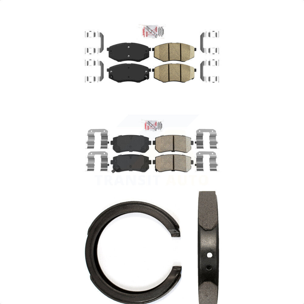 Front Rear Ceramic Disc Brake Pads And Parking Shoes Kit For Kia Sportage FWD KNN-100964