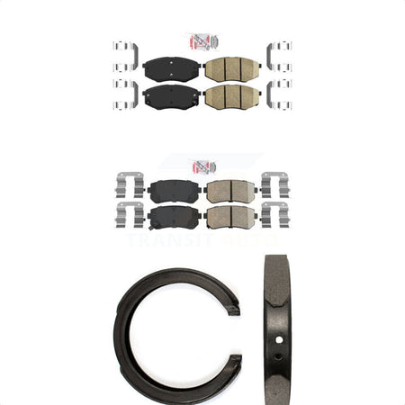 Front Rear Ceramic Disc Brake Pads And Parking Shoes Kit For Kia Sportage FWD KNN-100964
