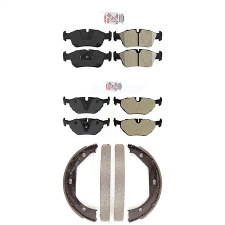 Front Rear Semi-Metallic Disc Brake Pads And Parking Shoes Kit For BMW 325xi KNN-100965