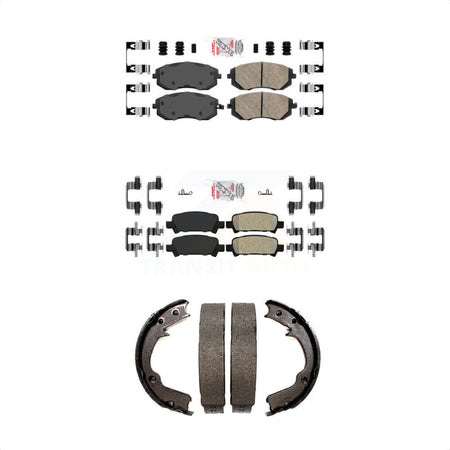 Front Ceramic Rear Semi-Metallic Disc Brake Pads And Parking Shoes Kit For KNN-100970
