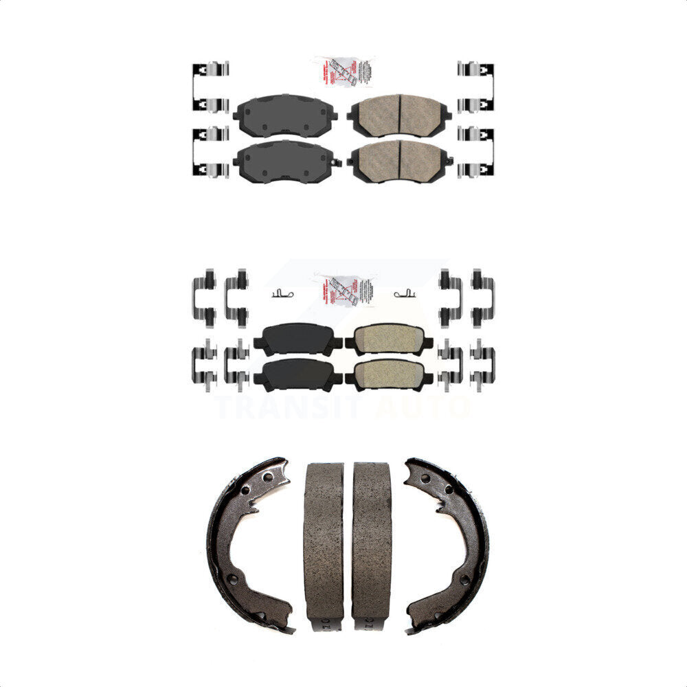 Front Ceramic Rear Semi-Metallic Disc Brake Pads And Parking Shoes Kit For KNN-100971