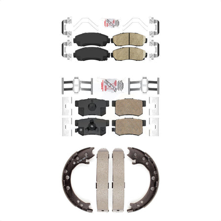 Front Rear Ceramic Disc Brake Pads And Parking Shoes Kit For Honda CR-V Acura KNN-100979