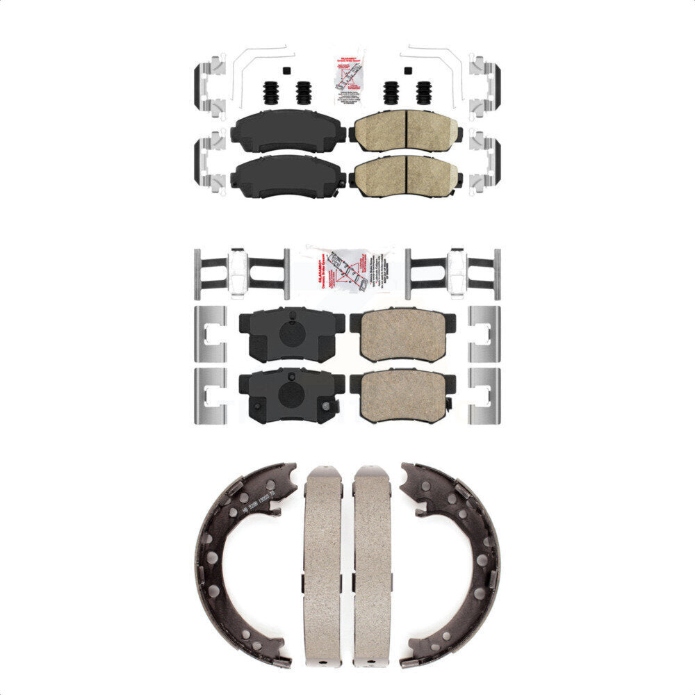 Front Rear Ceramic Disc Brake Pads And Parking Shoes Kit For Acura RDX KNN-100984