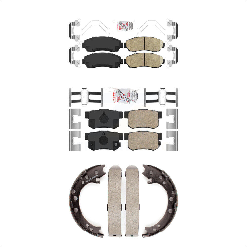 Front Rear Ceramic Disc Brake Pads And Parking Shoes Kit For Acura RDX KNN-100985