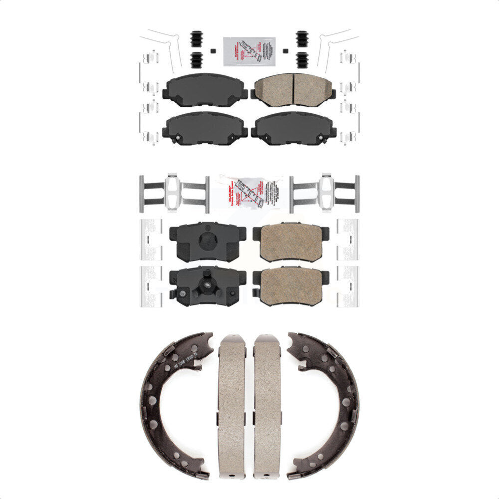 Front Rear Ceramic Disc Brake Pads And Parking Shoes Kit For Honda CR-V FWD KNN-100987